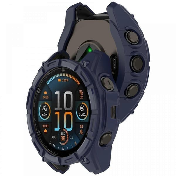 För Garmin Fenix 8 51mm TPU Klockfodral Anti-Scratch Ihåligt Klockramskydd - Midnattsblå Midnight Blue