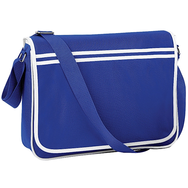 Bagbase Retro Justerbar Messenger Bag (12 Liter) One Size Bla Black/White One Size Bright Royal/White