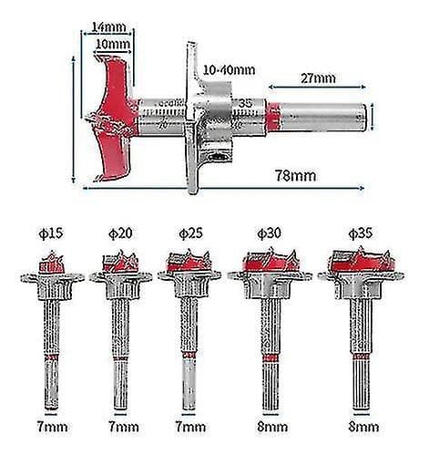 Forstner Bit Set, Justerbar Positioneringsbor 5stk