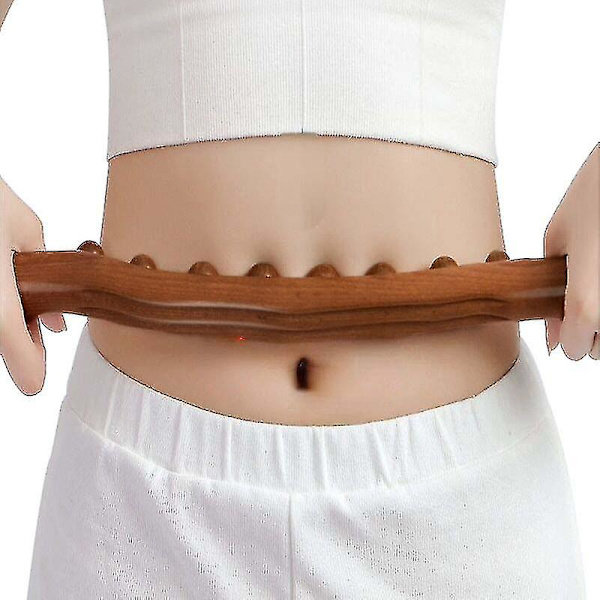 Ny 8-pärlig Gua Sha-massagestäv i kolat trä för rygg, meridian-skrapningsterapi, muskelavslappnande, träfärg, 1 st