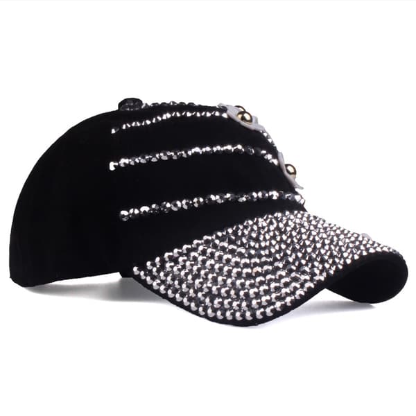 Dame Rhinestone Blomster Patch Lett Justerbar Baseball Cap