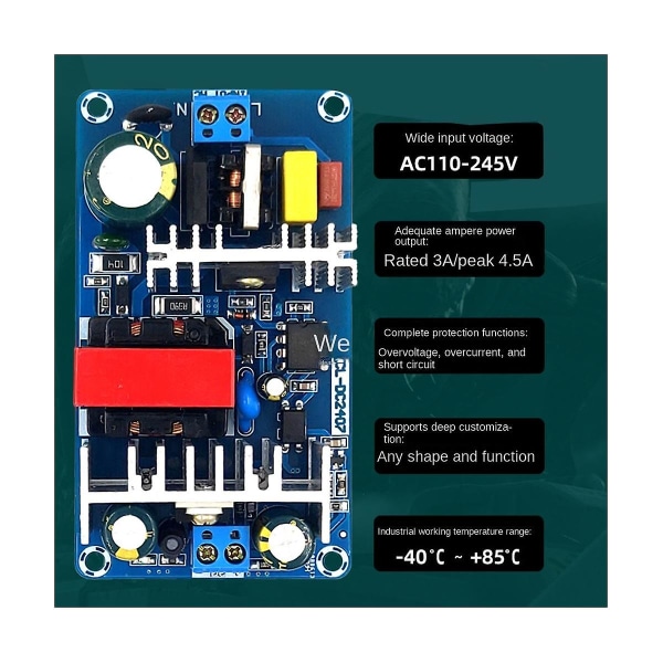 24v 3a Switching Power Board 70w isoleret strømmodul Ac-dc Indbygget modul 110v/220v til 24v