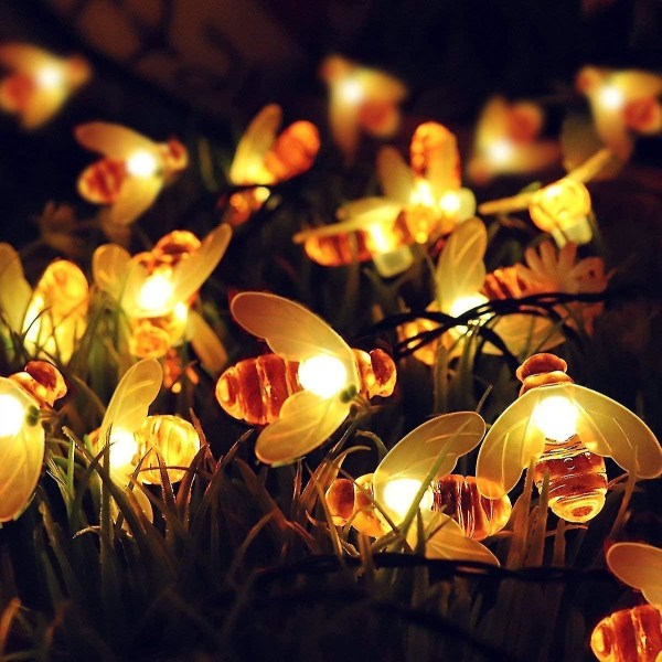 Solar Fairy Lights Mehiläiset Led Outdoor 30s Lämmin valkoinen Bee Fairy Lights Outdoor Vedenpitävä Fai