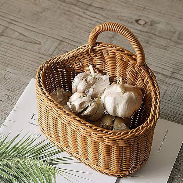 Håndlavet vævet hængekurv, håndlavet vævet pileflet blomsterkurv med fiberfor, naturlig flettet håndlavet opbevaringskurv til hjem, have, bryllup