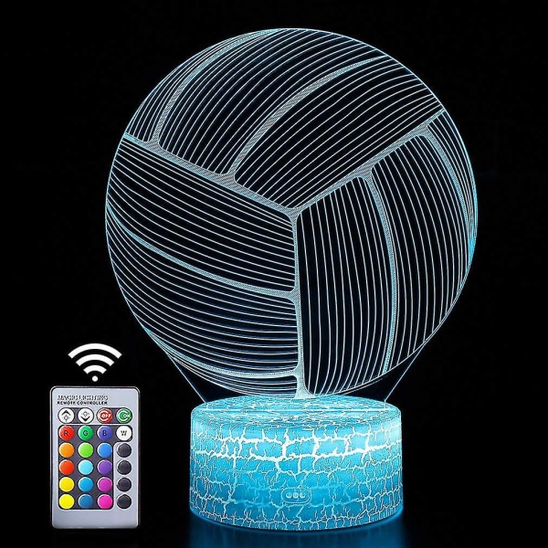 Volleyball Natlampe, Sengelampe 16 Farver Skiftende Fjernbetjening Illusion Lampe