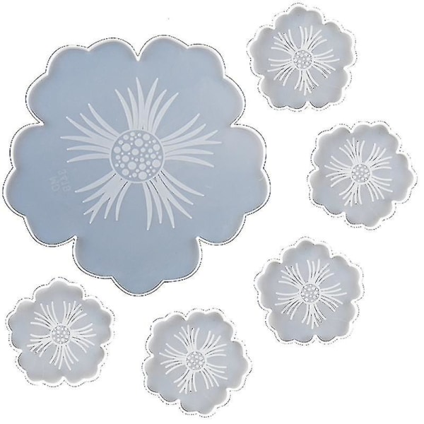 Silikoneforme Epoxy Resin Coasters 6stk, Epoxy Resinforme Sæt Resin Støbeform Sæt, Blomsterforme Til Epoxy Resin Uv Resin Art Agat