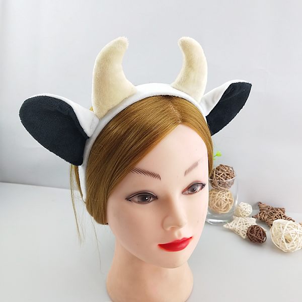 Ku-kostyme Sett med Ku-ører Hodebånd, Ku-hale, Nese og Sløyfe for Halloween / Bursdag / Jul / Cosplay Festdekorasjoner