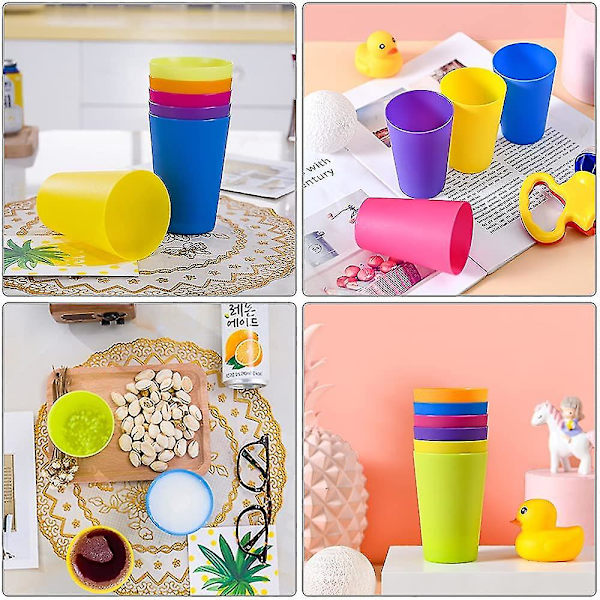 24 stk gjenbrukbare plastkopper, 6 fargerike plastkopper for barn, camping