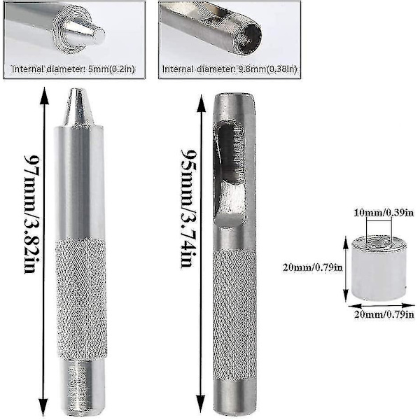 Grommet-silmukka-setti, 100 kpl silmukoita 10 mm, Pressu- ja telttakangas-korjaussetti, 3 kpl silmukka-työkaluilla