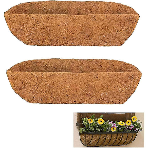 2 stycken ersättningsinsatser i kokos för blomlådor, väggkorgar, vägghyllor