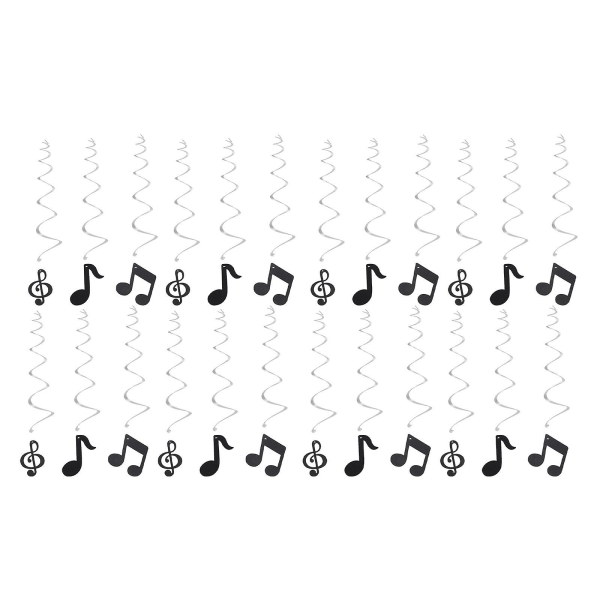 24 st Heminredning Musiknoter Banner Tak Hängande Swirl Dekorationer Musiknot Hängande spiral