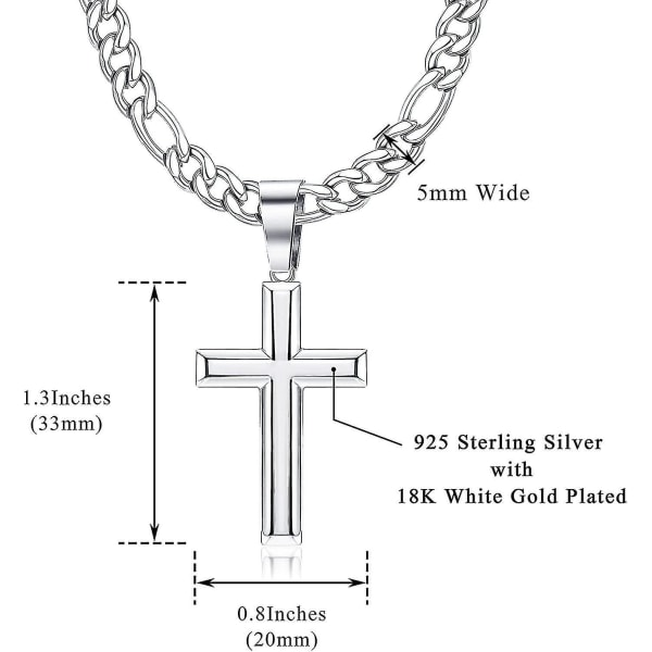 925 sterling sølv korskjede for menn kvinner rustfritt stål 5 mm diamantskåret Figaro korskjede halskjede polert skråkant