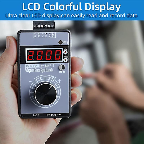 0/4-20mA DC 0-10V Signaaligeneraattori, analoginen generaattori 4-numeroisen LCD-näytön kanssa, tarkkuus 0,01, PLC/paneelien testaukseen