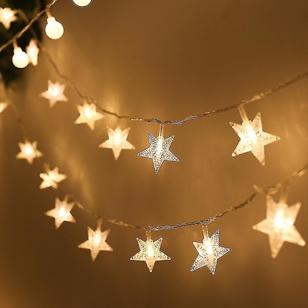 Wabjtam Star 100 Led Star String Lights, plugg inn Fairy String Lights Vanntett, Utvidbar