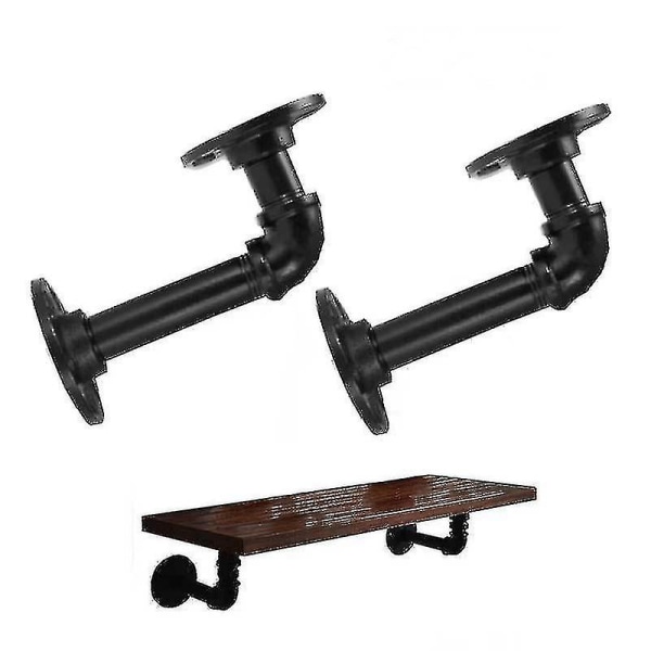 Industrielle rørhyllebraketter for 8 10 12 tommers hyller, svart metall L-formet rør flytende hyllebrakett - Rustikk Farmhouse Vintage Style Heavy Duty