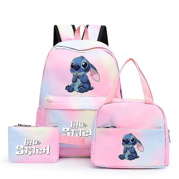 3 st/set Disney Lilo & Stitch Student Boy Girl Skolväska Färgglad Ryggsäck Med Lunchväska Barn Tonåring Cartoon Skolbokväska Hög Kvalitet 3781646 3771648