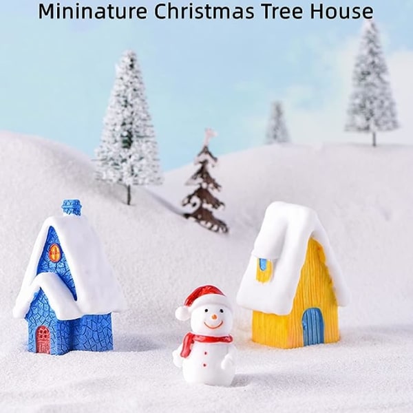 Miniatyr juletrehus fe hagetilbehør, fe hagedekor for juledekorasjon, julefestartikler, tilbehør, 4 stk C