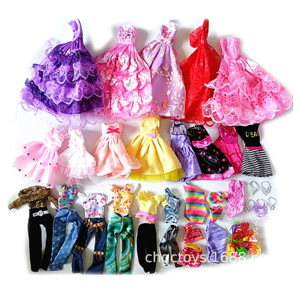 35pcs/set Barbie Doll Dresses Shoesjewellery Clothes Accessories Dress Up Game For 30cm Doll