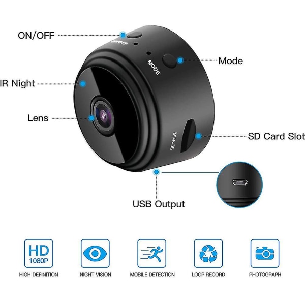 Langaton Mini Wifi Night Vision Smart Home Security IP -kameranäyttö