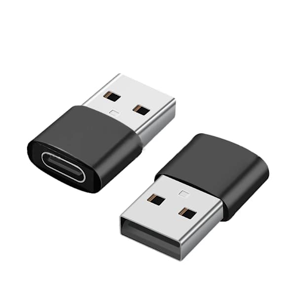 2-pak USB-C til USB-adaptere til dataoverførsel og opladning, sort