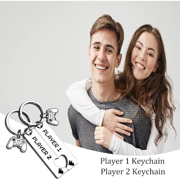 2 stycken Par Nyckelringar Presenter Presenter till Pojkvän Present Flickvän Present Gamer Par Present Romantisk Bröllopsdag Alla Hjärtans Dag Gi