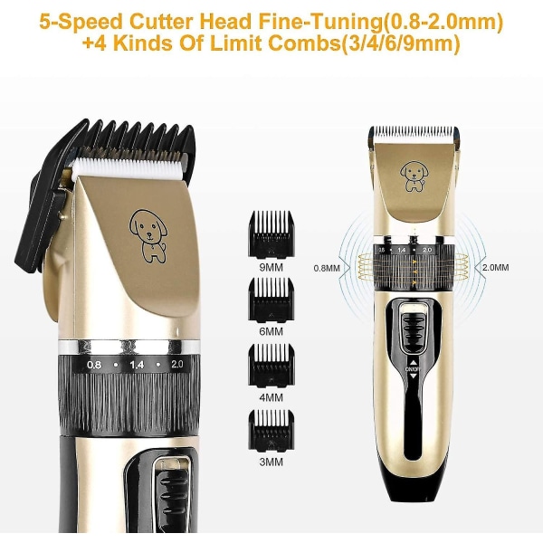 Elektrisk Hundtrimmer, Sladdlös Husdjursgrooming Kit Hårklippningssats För Hundar, Katter, Husdjur (guld)