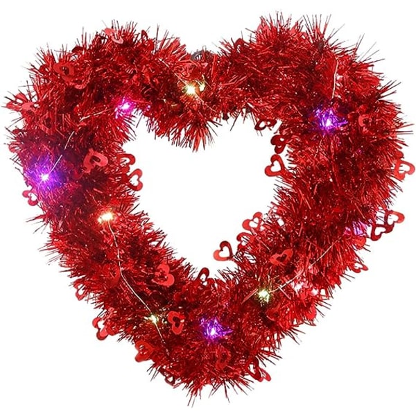 Valentinsdag krans hjerteformet krans til inngangsdør Valentinsdag hjerteformet krans dekorasjoner Ornamenter kjærlighet hjerteformet hengende krans