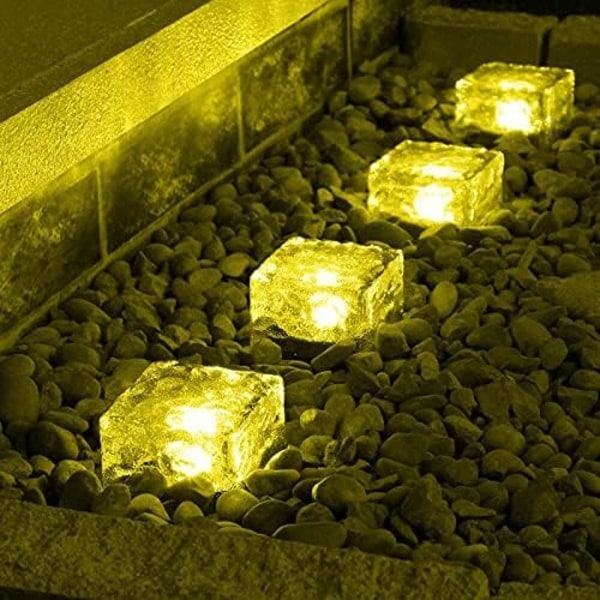 Solcelled Utelys Isbiter for Hagedekorasjon, 2.8 ”x 2.8” Frostet Akryl Stein Vanntette Solcelle Landskapslys for Bordhage Hage Patio