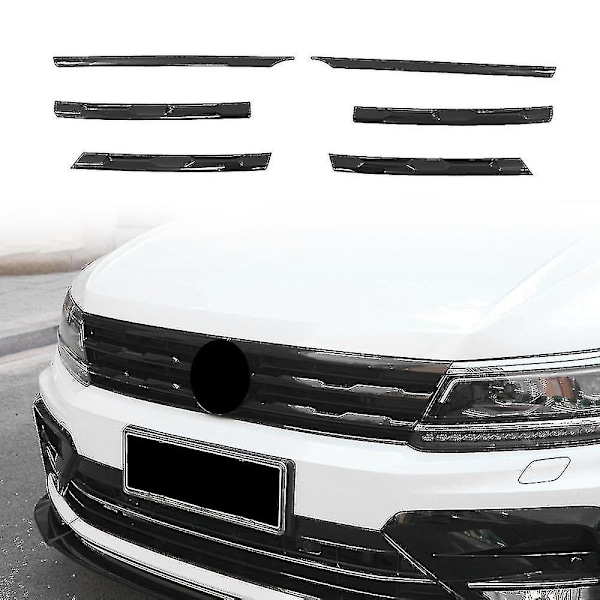 For Tiguan Mk2 2016-2021 Blanke Svart Frontfanger Mesh Center Grille Grill Listverk Striper Deksel T