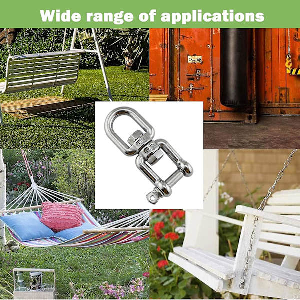 M8-2stk 304 Rustfrit Stål Drejelig Shackle, Øje Til Øje Drejelig Ring, Til Hængende Crday Gave