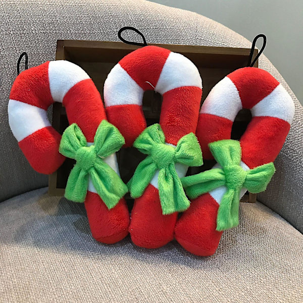 Plush Candy Cane Koiran Leikkikalu Piipahduslelu Pehmeä Ääni Sopii Kaikille Koiraroduille Samoyed Husky Shiba Beagles