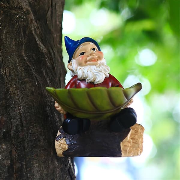 Farfi Fuglefoder Ornament Levende Vandtæt Harpiks Tegneserie Dværg Gnome Fuglefoder Statue Til Have