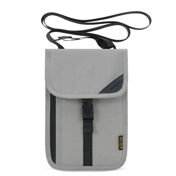 Plånbokspåse för resehals, resepåse, RFID-blockering för passhållare (grå)