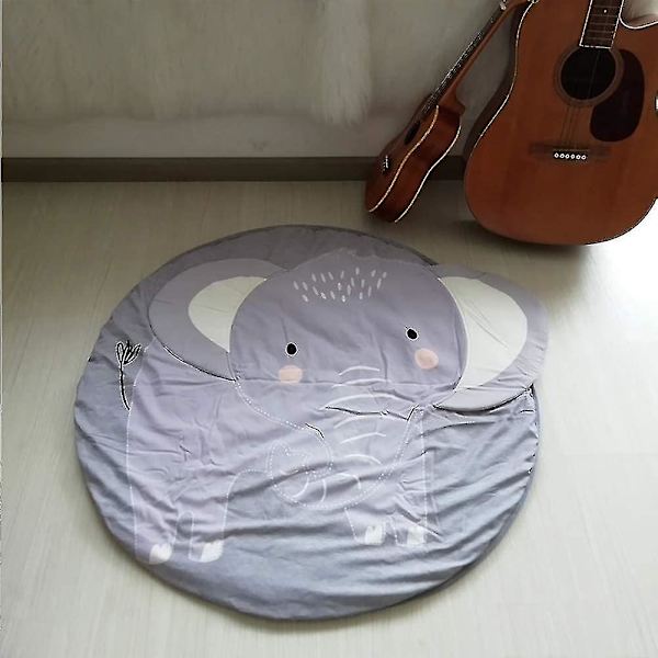 Baby Krypmatta Lekmatta Barn Krypmattor Rund Djur Barnmatta Matta För Flicka Pojke 90x90cm (elefant)