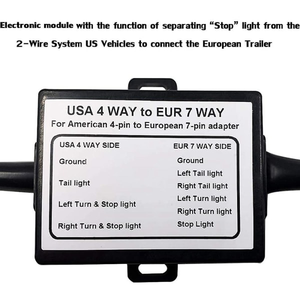 Us Til Europa Trailer Light Converter 4-vejs flad stikkontakt (amerikansk køretøj) til 7-vejs rund stikkontakt (eu