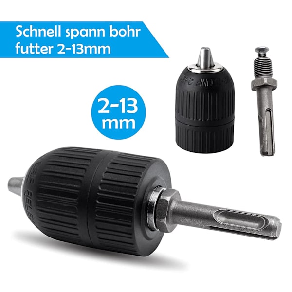 Nøkkeløs Borchuck med 1/2'' SDS Adapter - Heavy Duty Avtakbar Chuck Konverteringsverktøy for Elektriske Håndbor (SDS, GSB og GSR)