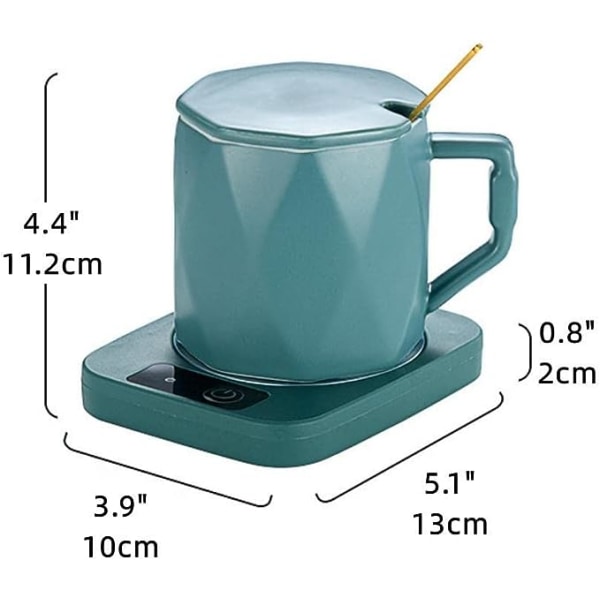 Smart kaffevärmare USB 131°F/55°C Termostatunderlägg Uppvärmning Te Dryck Espressokopp Bakverk Boxy Mjölk på kontoret (grön, bara varmare)