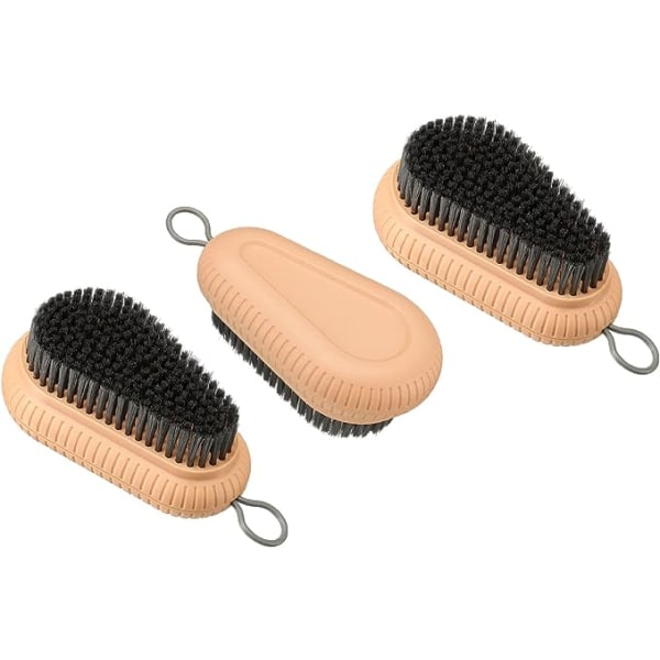 Rengjøringsbørste PP børster ABS-rygg med hengende hull, 3-pack husholdningsskrubbing for sko Joggesko Klær, rosa