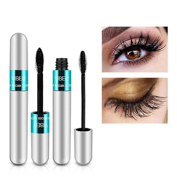 2 in 1 Vibely Mascara 5x pidempi vedenpitävä kosmetiikka luonnolliseen pidentämiseen ja paksuntamiseen ilman paakkuuntumista 4d Silk Fiber Mascara