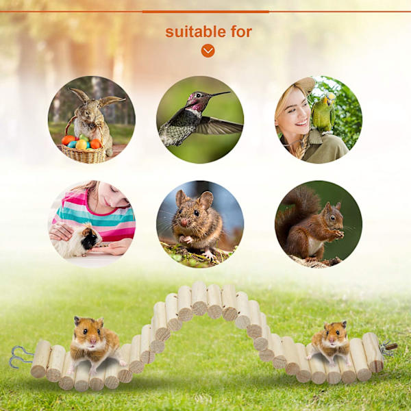 Trä husdjursstege bro 2 stycken mjuk djur bro leksak böjbar bur habitat leksak för hamster mus chipmunk och andra små djur
