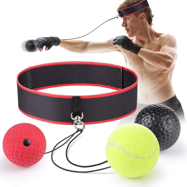 Bokserefleksbold, 3 niveauer Activpulse Refleksbold med justerbart pandebånd, boksetræner til hånd-øje koordination, sparkebold til reaktioner