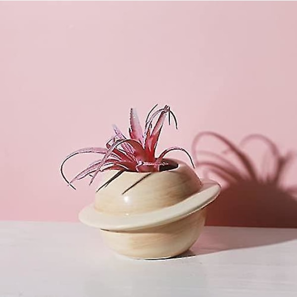 Set med 2 Keramiska Blomkrukor - För Sukkulenter - Kreativa - Mini Planet - Dekorativ Blomma