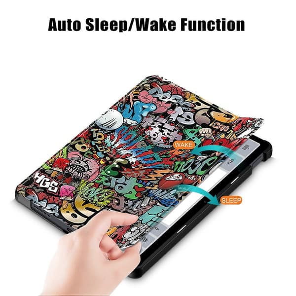 Til Xiaomi Redmi Pad SE Tri-fold Stand Tablet Cover Mønstertryk PU Læder Tablet Cover - Graffi Graffiti