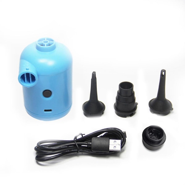 Blå Elektrisk Luftpumpe Multifunksjonell USB-kontakt Gummibåt Oppblåsbar Seng Luftpumpe Z43337