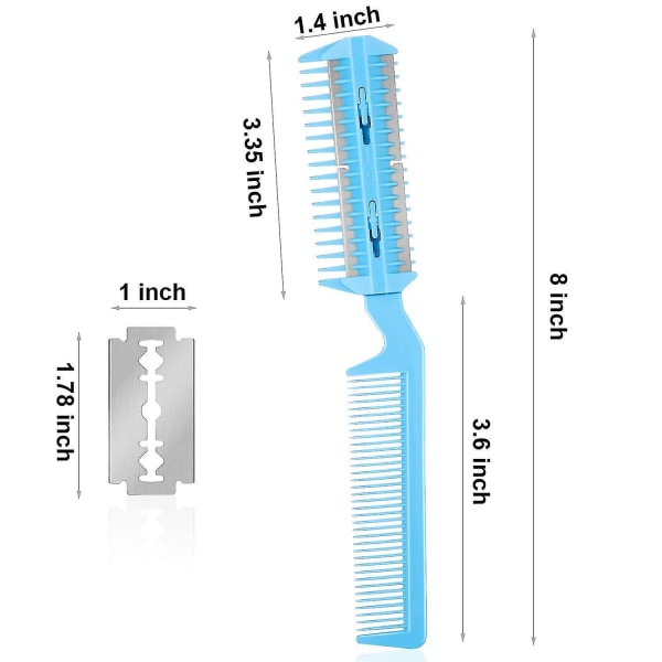 3-delad rakkam med 10 rakblad, hårtrimningskam, dubbelsidig sax, dubbelsidiga rakblad, hårutgallringskam, smala frisyrer