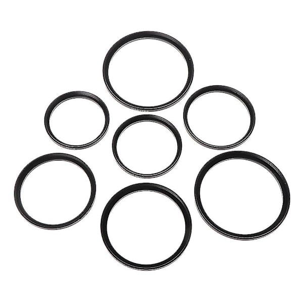 7 stk./sæt 49mm-77mm Universal Sort Metal Aluminiumlegering Trin-op Ring Fælles Kameraobjektiv Adapter Filter Sæt Tilbehør