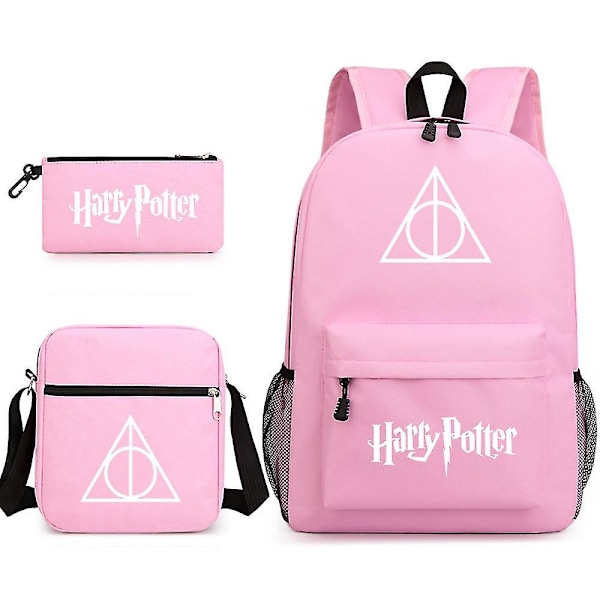 3 stk/sett Harry Potter Ryggsekk for jenter gutter Skulder Bag Blyantvesker Trykte Uformelle Skoleveske Utendørs Gave H20