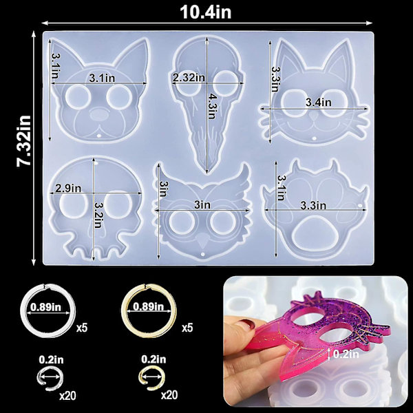 Självförsvar Nyckelring Resin Form, Silikon Anti-varg Epoxy Gjutform Med 10st Nyckelringar