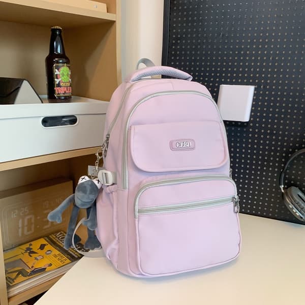 Ins Style Stor Kapacitet Skolryggsäck för Pojkar och Flickor Polyester Material för Foder Purple + Pendant