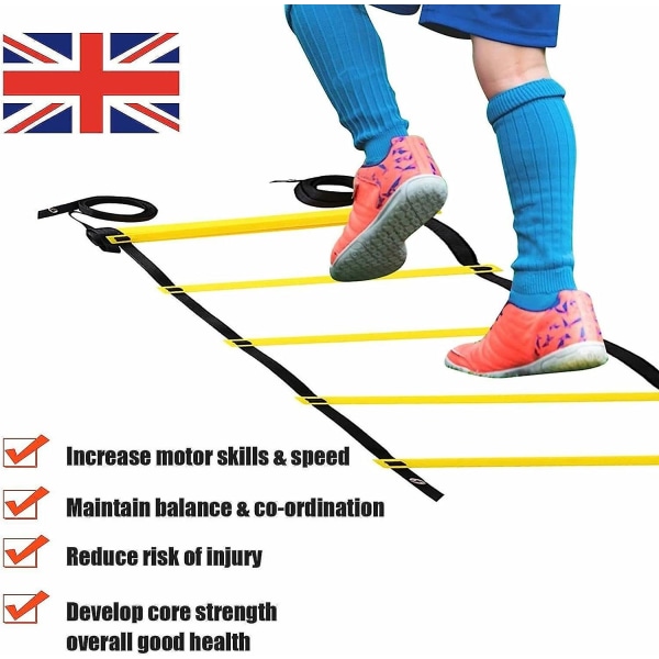 Träningsstege 4m Agility Ladder Speed ​​Träning Fotbollsstege 12 steg Fotboll Speed ​​Träningsstege Agility Speed ​​Training Eq